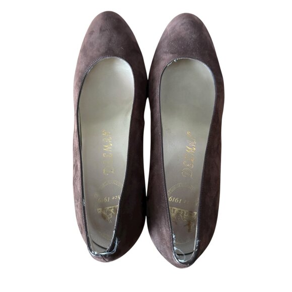 Delman brown 6 1/2M suede pumps 2.75" heel woman's shoes - Picture 5 of 11